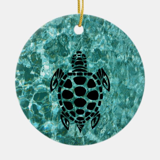 Aangepast drievoudig Zee Turtle Aqua Blue Keramisch Ornament (Voorkant)