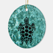 Aangepast drievoudig Zee Turtle Aqua Blue Keramisch Ornament (Links)