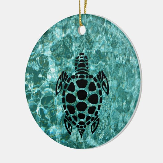 Aangepast drievoudig Zee Turtle Aqua Blue Keramisch Ornament (Links)