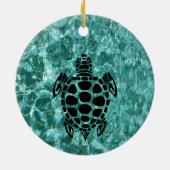 Aangepast drievoudig Zee Turtle Aqua Blue Keramisch Ornament (Achterkant)