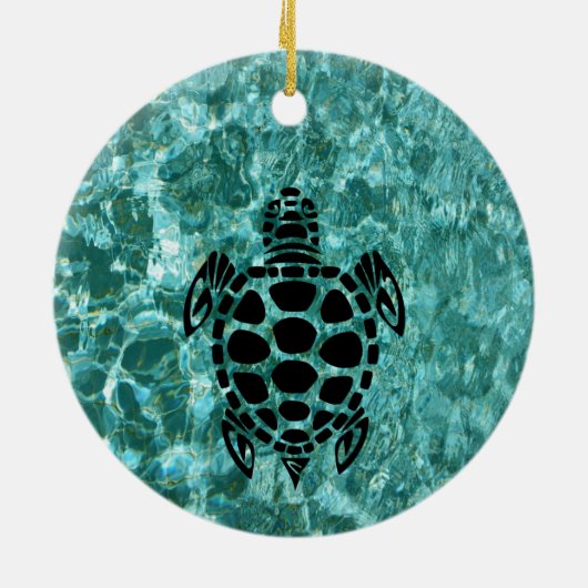 Aangepast drievoudig Zee Turtle Aqua Blue Keramisch Ornament (Achterkant)