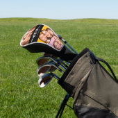 Aangepast dubbel mom ingesteld jaren script zwart golfheadcover (Insitu)