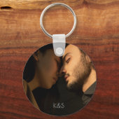 Aangepast dubbelzijdig foto- en tekstfragment sleutelhanger (Voorkant)