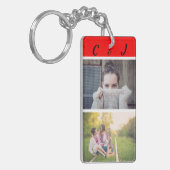 Aangepast, Dubbelzijdig, Foto's en Initialen. Sleutelhanger (Voorkant Links)