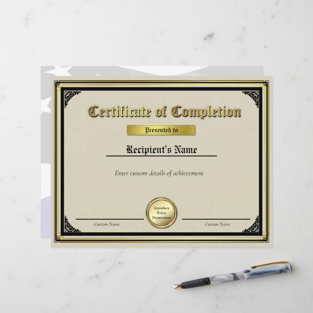 Aangepast dun goudzegelcertificaat (Voorkant / Achterkant in situ)