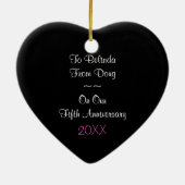 Aangepast, dun roze hartenhandje keramisch ornament (Achterkant)