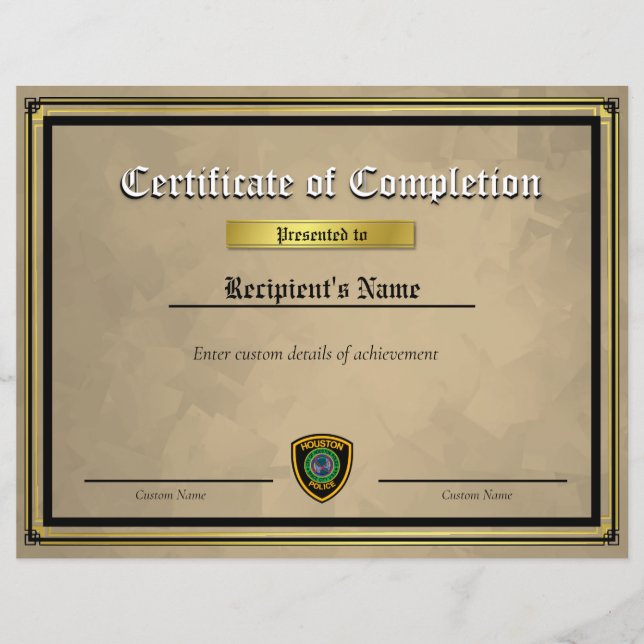 Aangepast dunne blauwe lijn vlag certificaat (Voorkant)