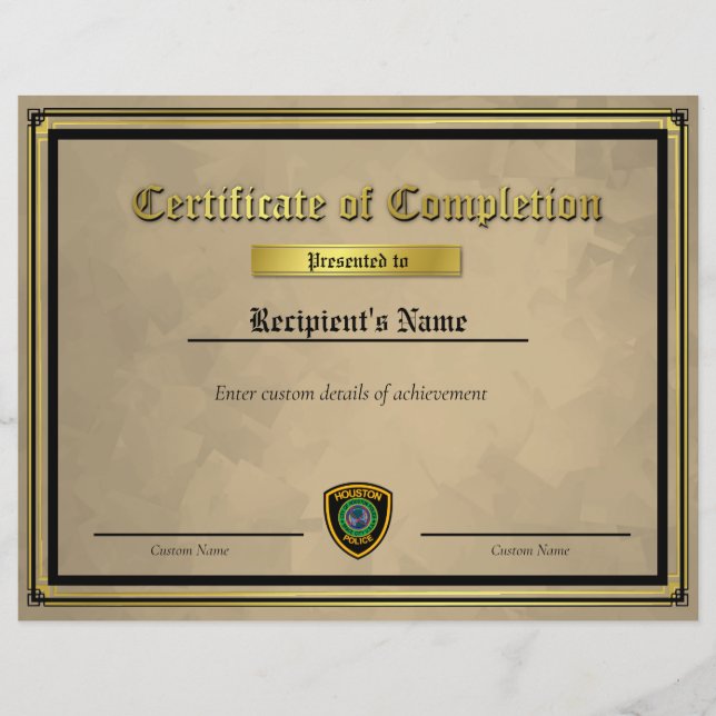 Aangepast dunne blauwe lijn vlagcertificaat (Voorkant)