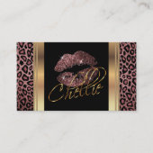 Aangepast - Dusty Roos Glitter Lips op luipaarhuid Visitekaartje (Voorkant)