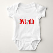 aangepast DYLAN-shirt voor rots en rollen Romper (Voorkant)