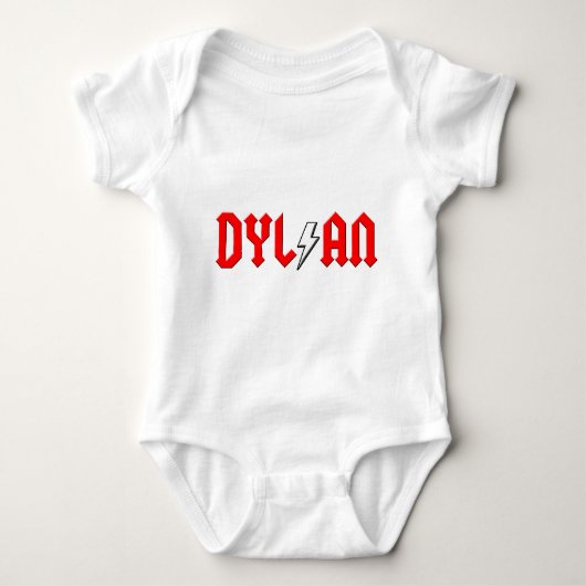 aangepast DYLAN-shirt voor rots en rollen Romper (Voorkant)
