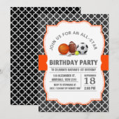 Aangepast een all-star quatrefoil-verjaardagsfeest kaart (Voorkant / Achterkant)