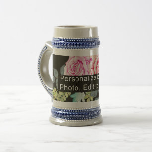 Aangepast één fototekenlogboek voor grijs blauw bierpul