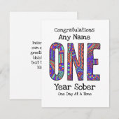 Aangepast één jaar sober AA-Jubileum Kaart (Voorkant / Achterkant)