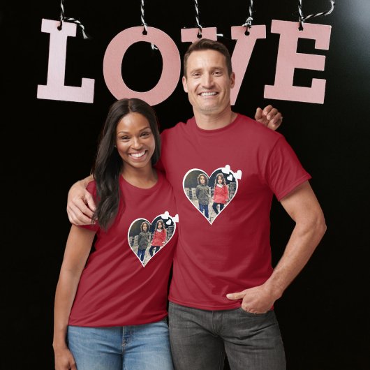 Aangepast één van een soort foto-hart t-shirt