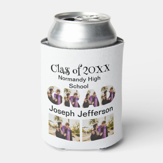 Aangepast eenvoudig Afstuderen 6 Foto-collage Blikjeskoeler (Blikje Voorkant)
