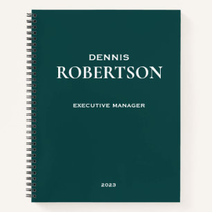 Aangepast, eenvoudig blauwgroen bedrijf notitieboek