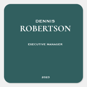 Aangepast, eenvoudig blauwgroen bedrijf vierkante sticker