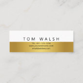 Aangepast, eenvoudig elegant Gold White-Visitekaar Mini Visitekaartje (Achterkant)