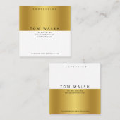 Aangepast, eenvoudig elegant Gold White-Visitekaar Vierkante Visitekaartje (Voorkant / Achterkant)