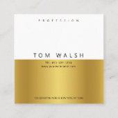 Aangepast, eenvoudig elegant Gold White-Visitekaar Vierkante Visitekaartje (Achterkant)