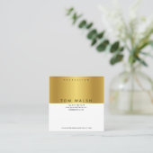 Aangepast, eenvoudig elegant Gold White-Visitekaar Vierkante Visitekaartje (Staand voorkant)