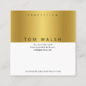 Aangepast, eenvoudig elegant Gold White-Visitekaar Vierkante Visitekaartje (Voorkant)