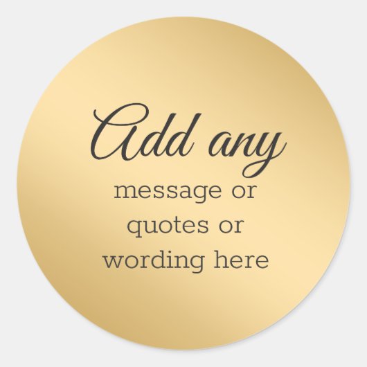 Aangepast Eenvoudig Elegant Goud Ronde Sticker (Voorkant)