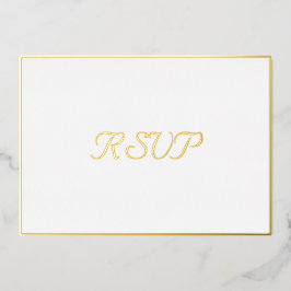 Aangepast eenvoudig elegant RSVP White Faux Gold Folie Uitnodiging
