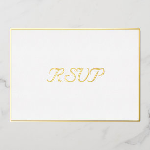 Aangepast eenvoudig elegant RSVP White Faux Gold Folie Uitnodiging