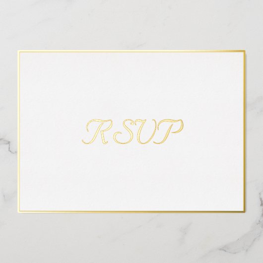 Aangepast eenvoudig elegant RSVP White Faux Gold Folie Uitnodiging (Voorkant)