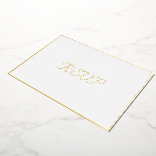 Aangepast eenvoudig elegant RSVP White Faux Gold Folie Uitnodiging (Gedraaid)
