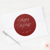Aangepast Eenvoudig Elegant Script Rode Kerst Vaka Ronde Sticker (Envelop)