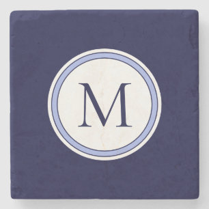 Aangepast eenvoudig Initiaal monogram   Blauw Stenen Onderzetter