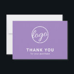 Aangepast, eenvoudig, modern pastel Paarse Logo Bedankkaart<br><div class="desc">Aangepaste pastel paarse business bedankt je kaart met een minimalistisch design en je logo op de voorkant, samen met "Bedankt voor je aankoop". De achterkant heeft je persoonlijke boodschap. Een eenvoudig en eenvoudig ontwerp dat nog altijd even professioneel is. Deze eenvoudige dankjewel is geweldig voor elk type bedrijf, groot of...</div>