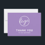 Aangepast, eenvoudig, modern pastel Paarse Logo Bedankkaart<br><div class="desc">Aangepaste pastel paarse business bedankt je kaart met een minimalistisch design en je logo op de voorkant, samen met "Bedankt voor je aankoop". De achterkant heeft je persoonlijke boodschap. Een eenvoudig en eenvoudig ontwerp dat nog altijd even professioneel is. Deze eenvoudige dankjewel is geweldig voor elk type bedrijf, groot of...</div>