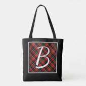 Aangepast Eenvoudig Rood Geel Zwart Tartan Patroon Tote Bag (Achterkant)