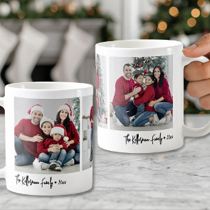 Aangepast Eenvoudig Script Familie 3 Foto Cadeau Koffiemok