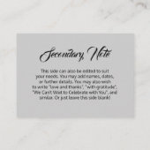 Aangepast, eenvoudig, veelzijdig, lichtgrijs huwel informatiekaartje (Achterkant)