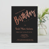 Aangepast eenvoudig zwart Roos Gold Foil Birthday  Kaart (Staand voorkant)