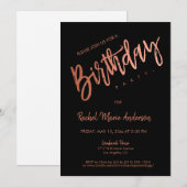 Aangepast eenvoudig zwart Roos Gold Foil Birthday  Kaart (Voorkant / Achterkant)