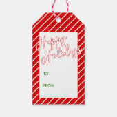 Aangepast, eenvoudig zwart-wit strippatroon op roo cadeaulabel (Voorkant)