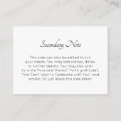 Aangepast, eenvoudig zwart-withuwelijk informatiekaartje (Achterkant)