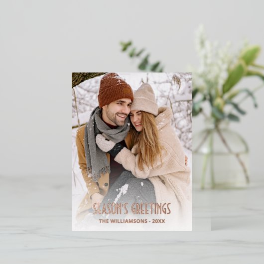 Aangepast eenvoudige foto op Roos Gold Folie Feestdagen Briefkaart (Staand Voorkant)