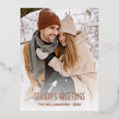 Aangepast eenvoudige foto op Roos Gold Folie Feestdagen Briefkaart (Voorkant)