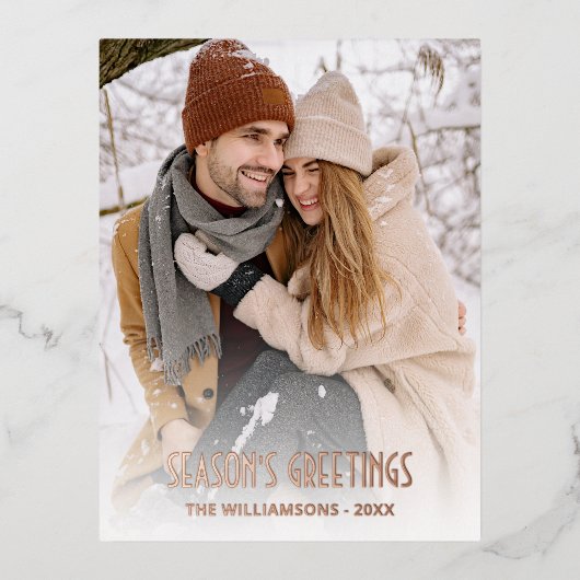 Aangepast eenvoudige foto op Roos Gold Folie Feestdagen Briefkaart (Voorkant)