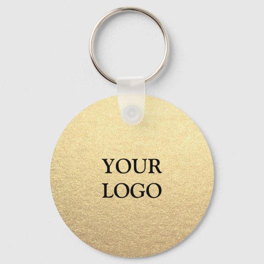 Aangepast eenvoudige, schone Gold Business Uw Logo Sleutelhanger (Voorkant)