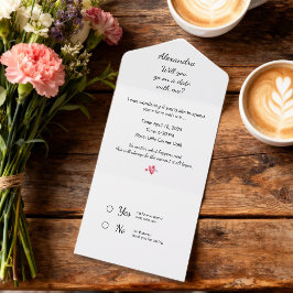 Aangepast eerste date voorstel uitscheurbaar all in one uitnodiging