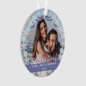 Aangepast eerste gehuwd kerstsnowflakes lint ornament (voorkant)