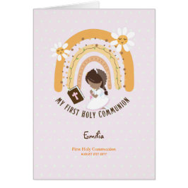 Aangepast eerste Heilige Communie Cute Brown Hair 